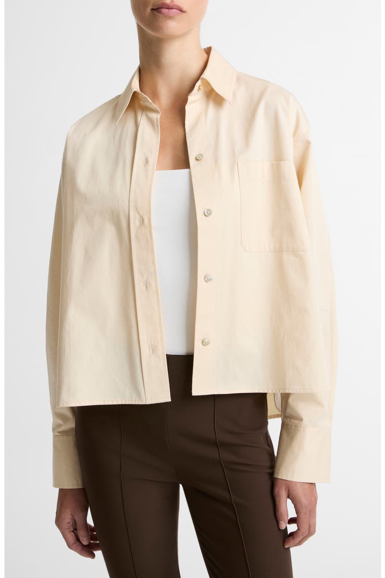 Crop Cotton Shirt, Main, color, ECRU