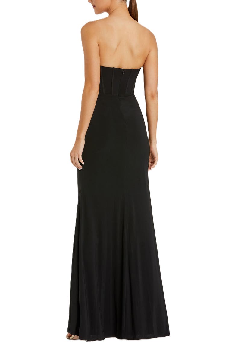 Strapless Sweetheart Jersey Gown With Waist Detail, Alternate, color, Black