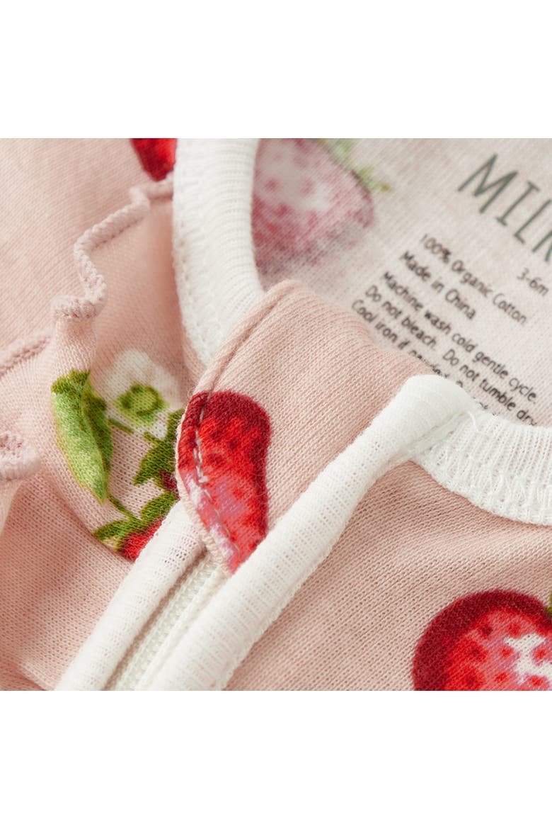 Organic Cotton Ruffle Footed Romper, Alternate, color, Strawberry