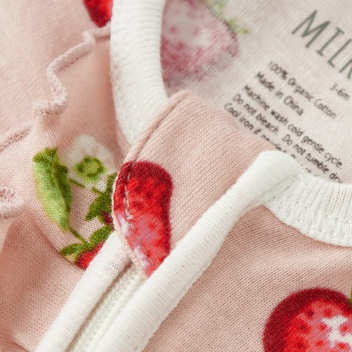 Milkbarn Organic Cotton Ruffle Footed Romper In Pink