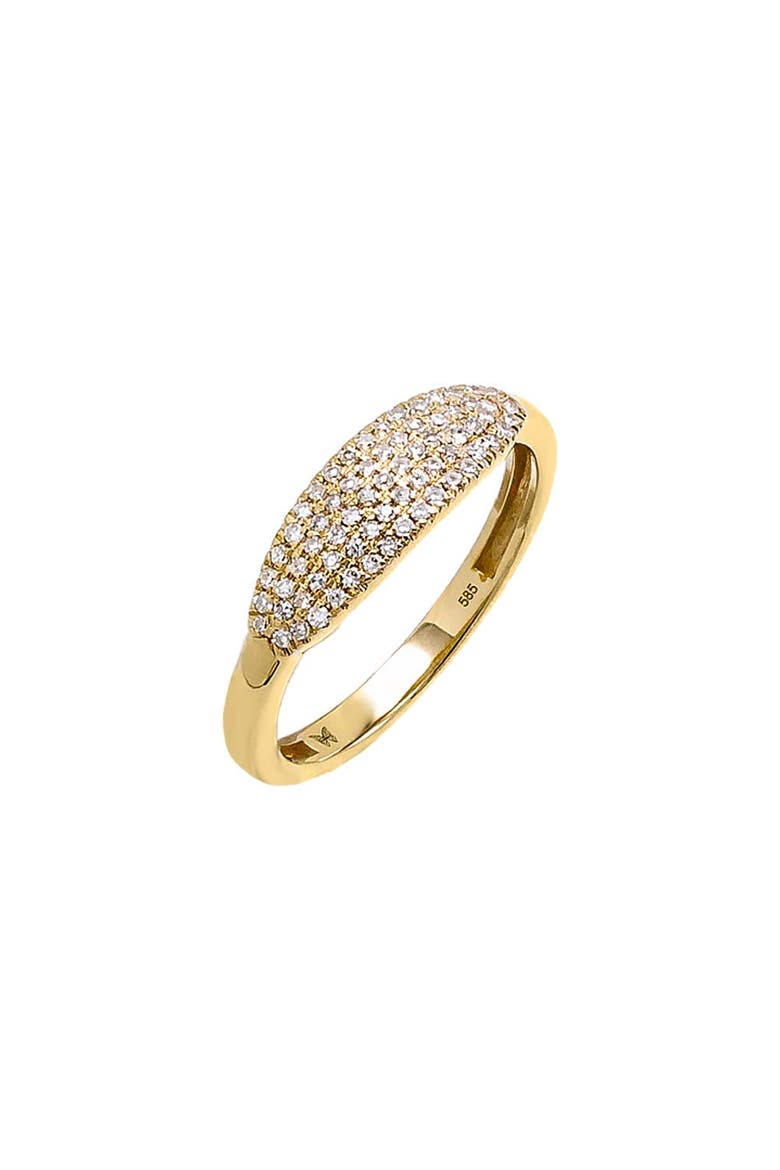 Diamond Pave Elongated Signet Pinky Ring 14K, Main, color, 14K Gold