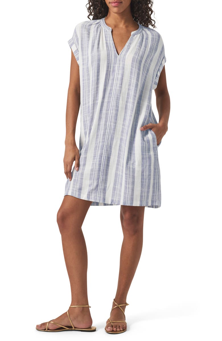 Splendid Lauren Stripe Shift Minidress, Main, color, White/ Seaport