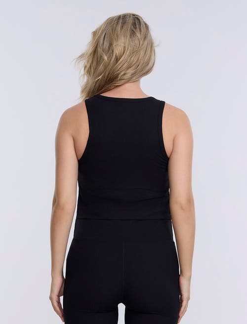Motherhood Maternity Crew Neck Racerback Cropped Maternity Tank In Black
