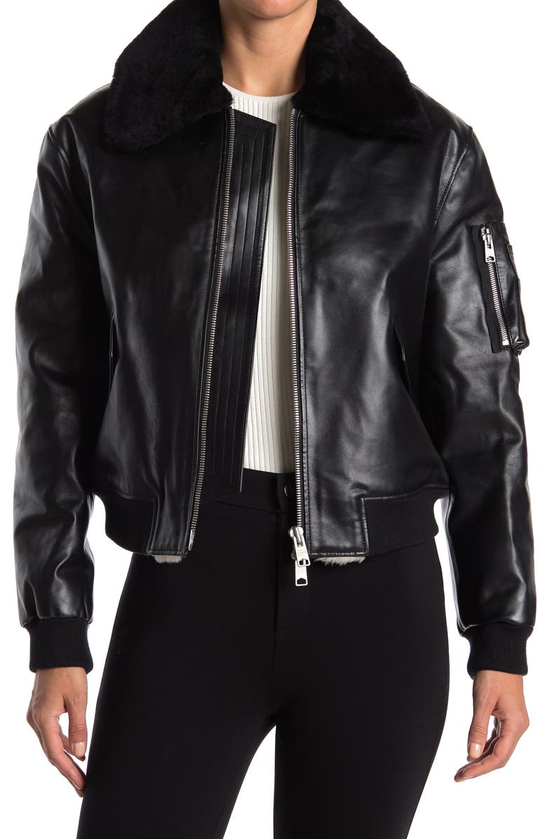 AllSaints Kinney Genuine Shearling Jacket, Main, color,