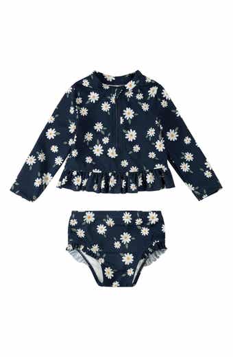Kids' Daisies Long Sleeve Two-Piece Rashguard Swimsuit