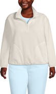 Lands' End Plus Size Print Half Zip Cozy High Pile Fleece Pullover