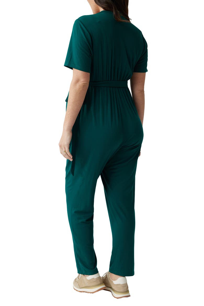 Ingrid & Isabel® Crop Jersey Maternity/Nursing Jumpsuit, Alternate, color, BTNCL GRN