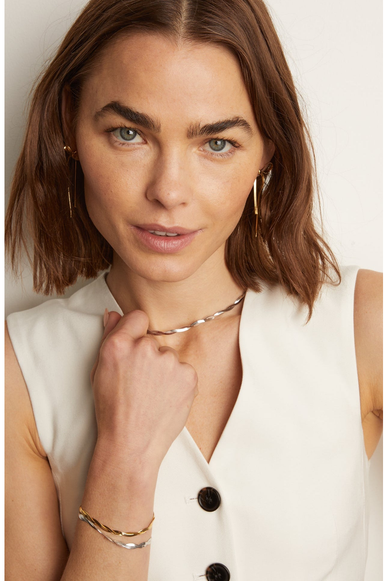 Herringbone Twist Necklace, Alternate, color, White Vermeil