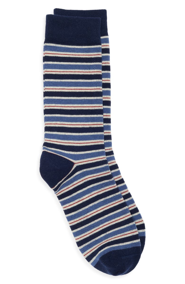 Nordstrom Stripe Dress Socks, Main, color, Navy- Ivory