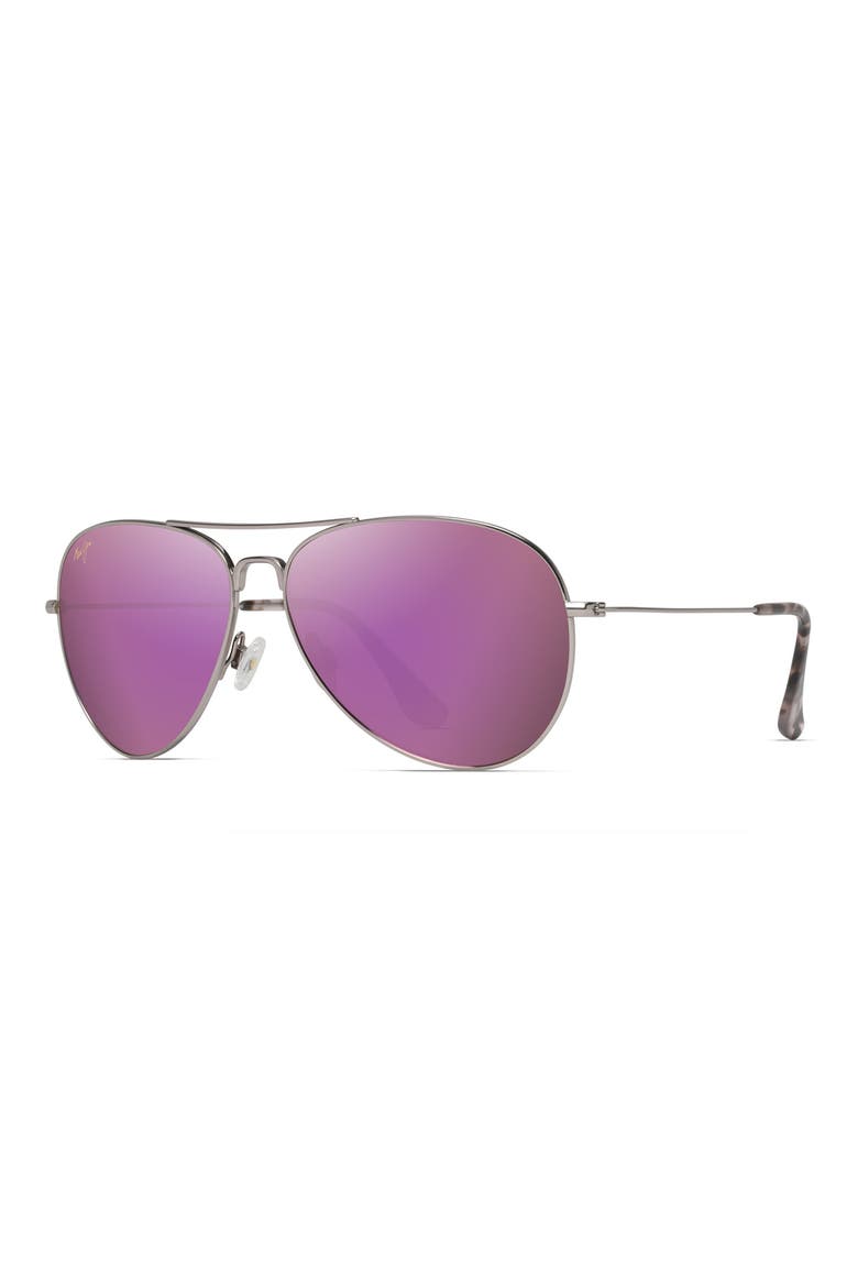 Mavericks 61mm Mirrored PolarizedPlus2® Aviator Sunglasses, Alternate, color, ROSE GOLD/ MAUI SUNRISE