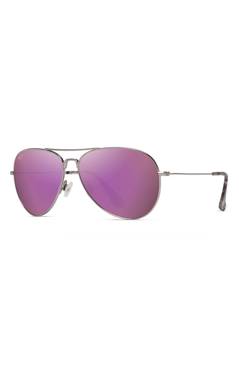 Maui Jim Mavericks 61mm Mirrored PolarizedPlus2<sup>®</sup> Aviator Sunglasses, Alternate, color, Rose Gold/ Maui Sunrise
