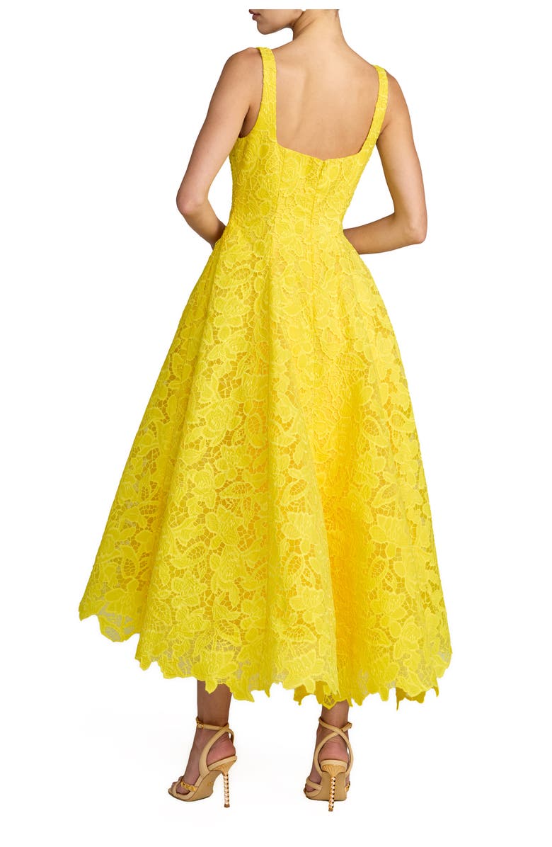 Mac Duggal Sleeveless Lace Scoop Neck Midi Dress with Pockets, Alternate, color, Buttercup
