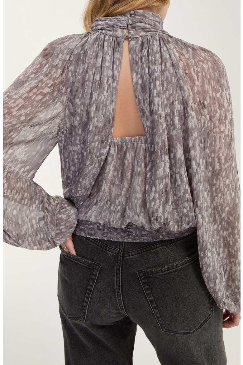 Mock Neck Woven Top, Alternate, color, GREY MULTI