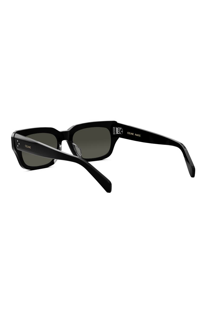 Bold 3 Dot Rectangular Sunglasses, Alternate, color, SHINY BLACK / SMOKE