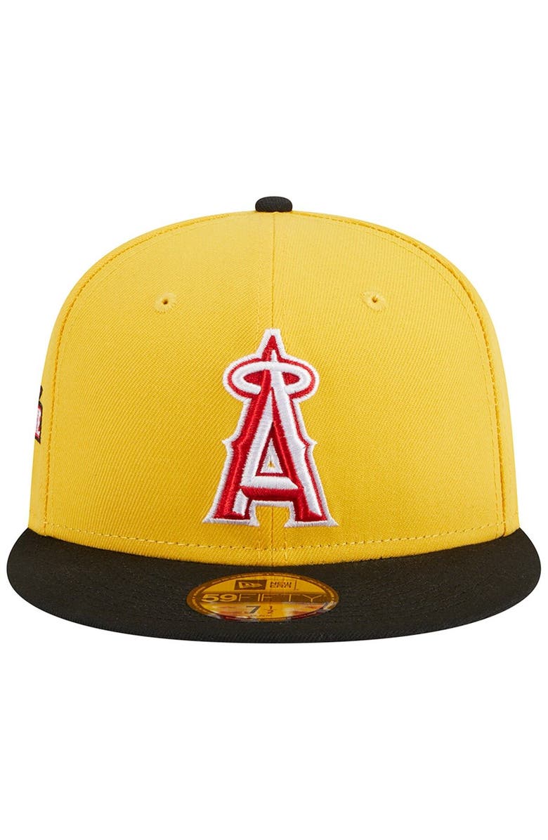 New Era Men's New Era Yellow/Black Los Angeles Angels Grilled 59FIFTY Fitted Hat, Alternate, color, 