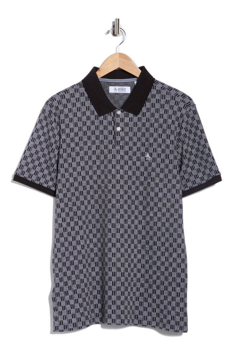 Check Jacquard Knit Polo, Alternate, color, TRUE BLACK