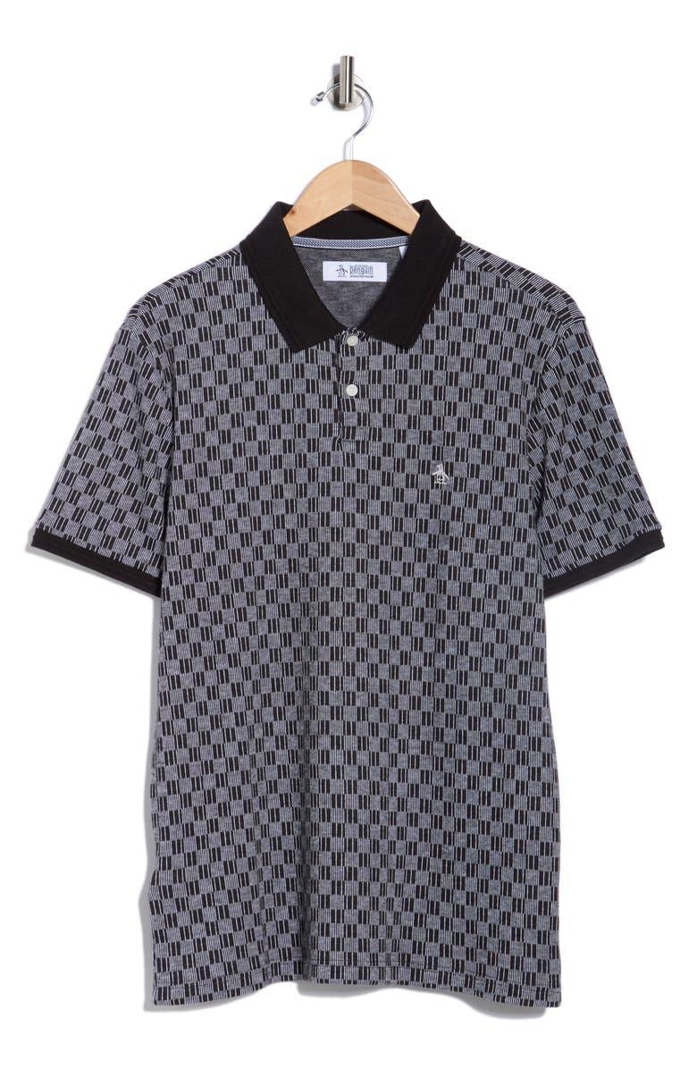 Original Penguin Check Jacquard Knit Polo, Alternate, color, True Black