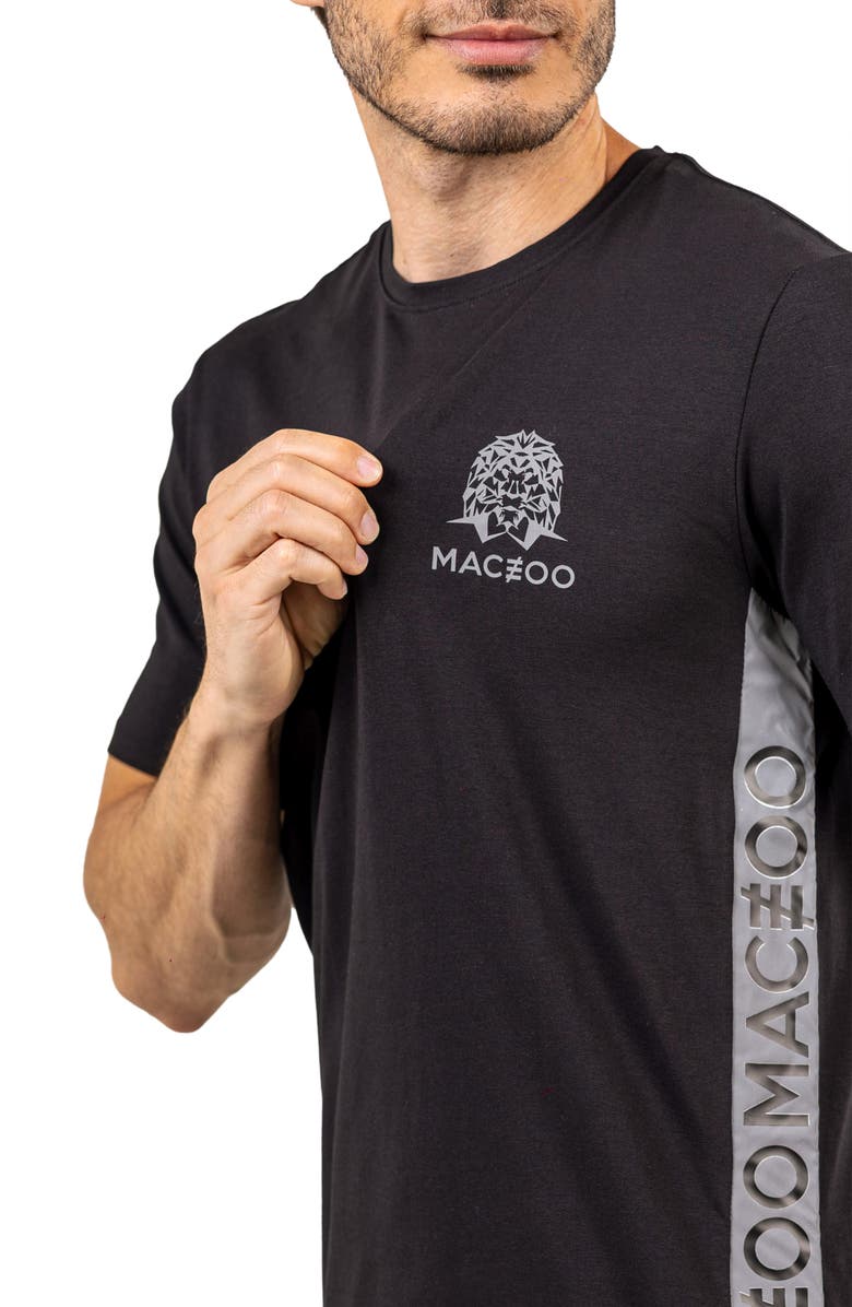 Maceoo Insignia Black Allover Logo Stretch Cotton T-Shirt, Alternate, color, 