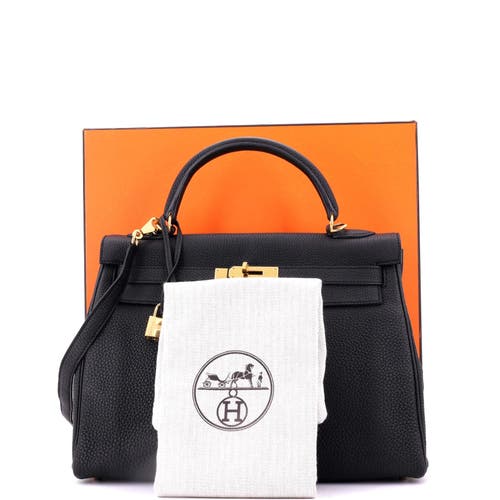 Pre-owned Hermes  Hermes Kelly Handbag Black Togo With Gold Hardware 32 In Black