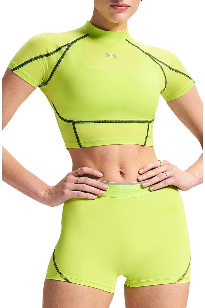 HeatGear® Elite Mock Neck Performance Crop Top, Main, color, 394 GREEN CITRINE