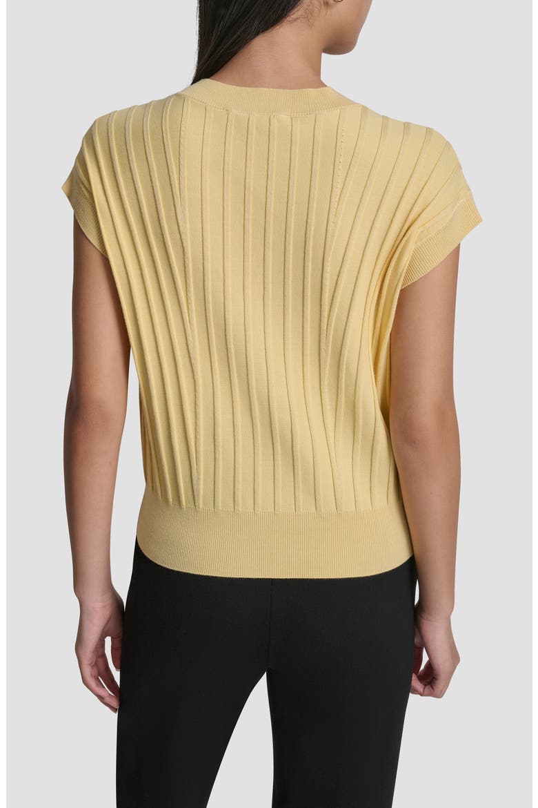 Rib Short Sleeve Sweater, Alternate, color, BUTTERCREAM