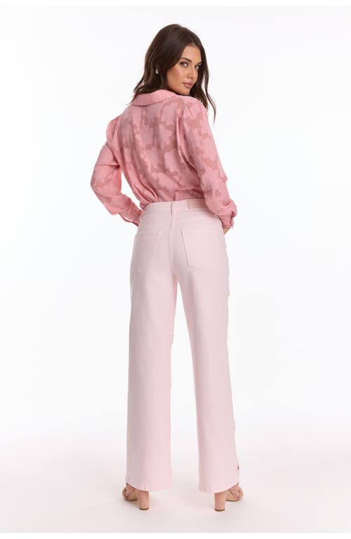 The Noli Shop Kaia Pearl High Rise Jean Petite In Pink