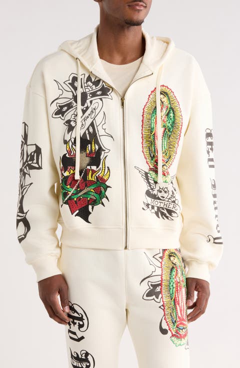 Virgin Mary Boxy Zip-Up Hoodie