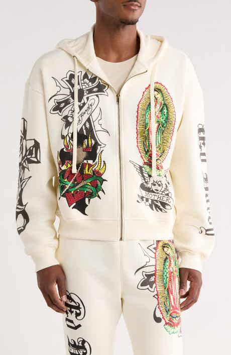 Ed Hardy Virgin Mary Boxy Zip-Up Hoodie
