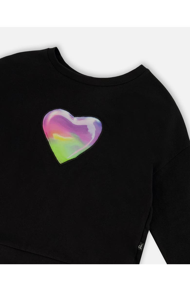 Deux par Deux Organic Cotton Jersey Rainbow Long Sleeve T-Shirt, Alternate, color, Black