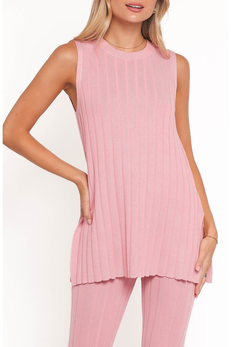 Silvie Wide Rib Sweater Tank & Straight Leg Pants Set, Main, color, ROSE