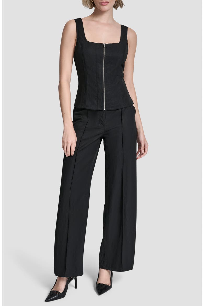 Zigzag Stitch Corset Top, Alternate, color, BLACK