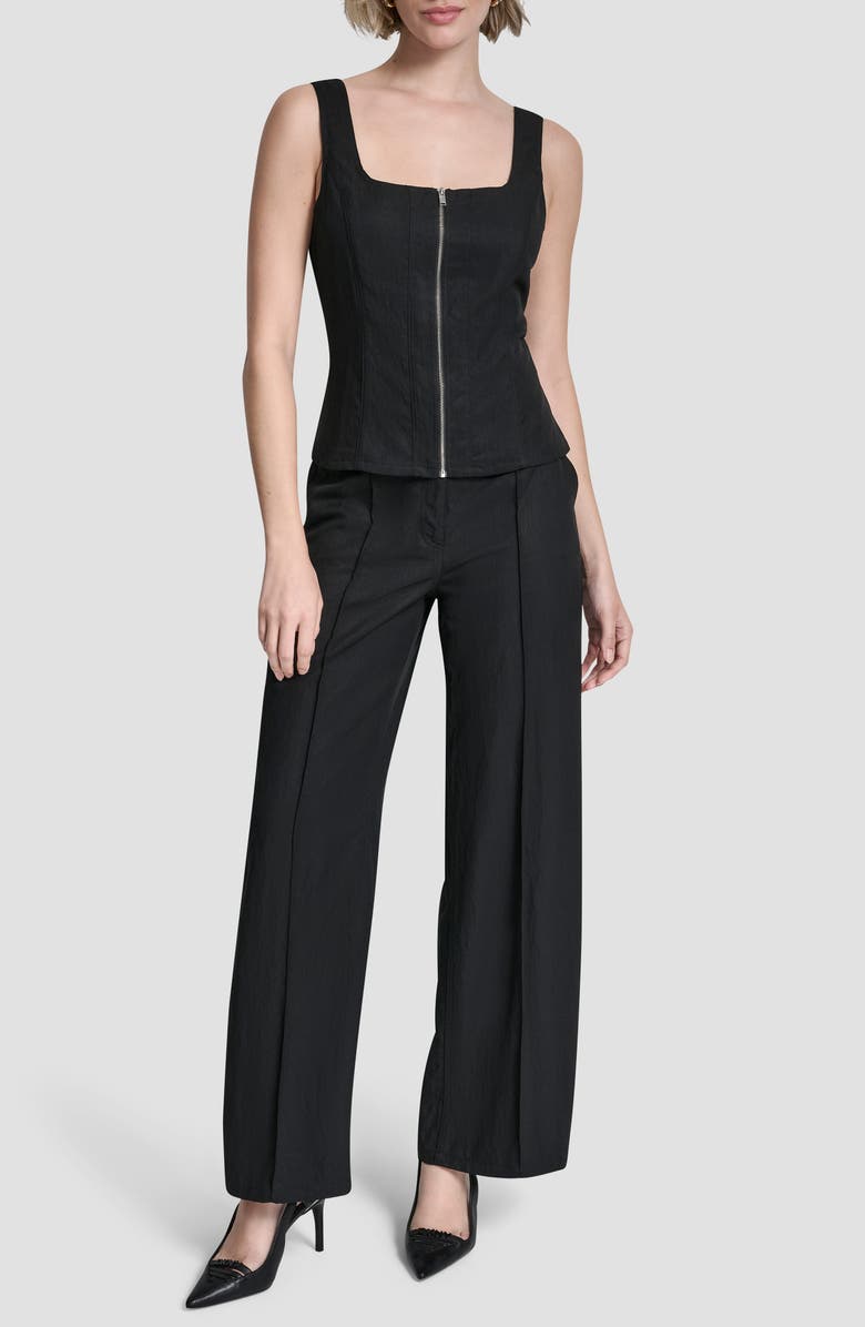 DKNY Zigzag Stitch Corset Top, Alternate, color, Black