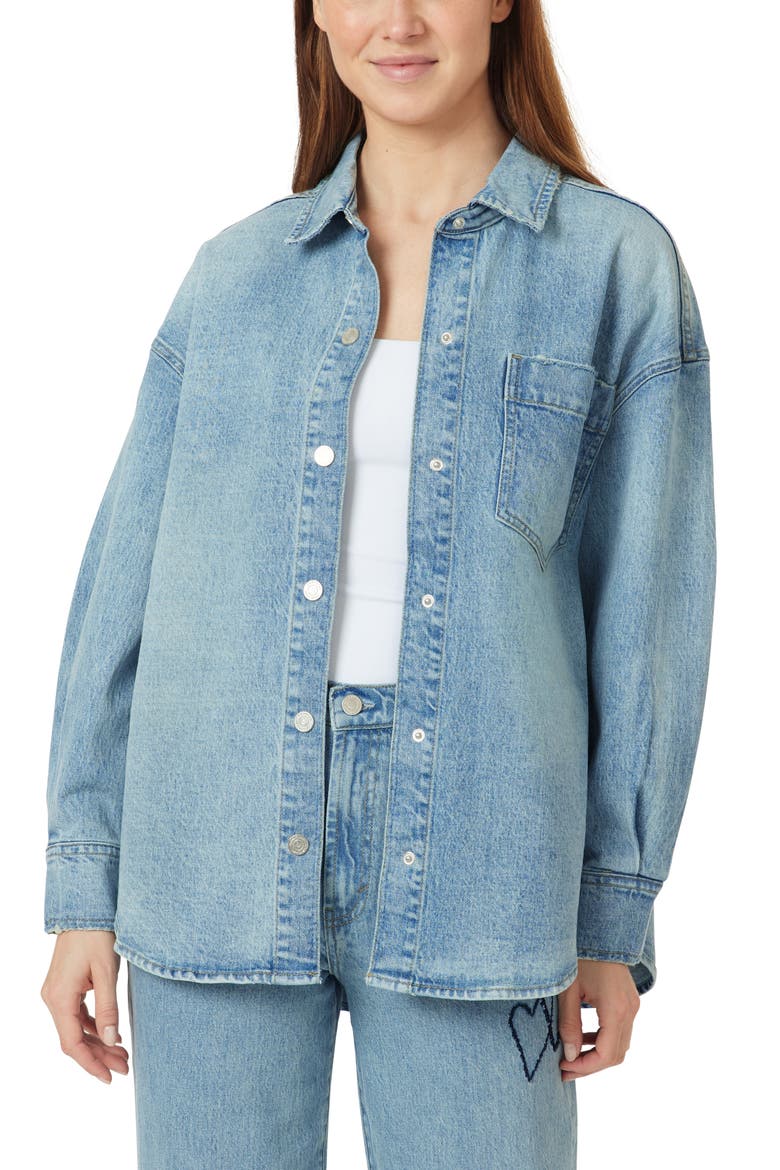 Hearted Denim Shirt Jacket, Main, color, AIRE