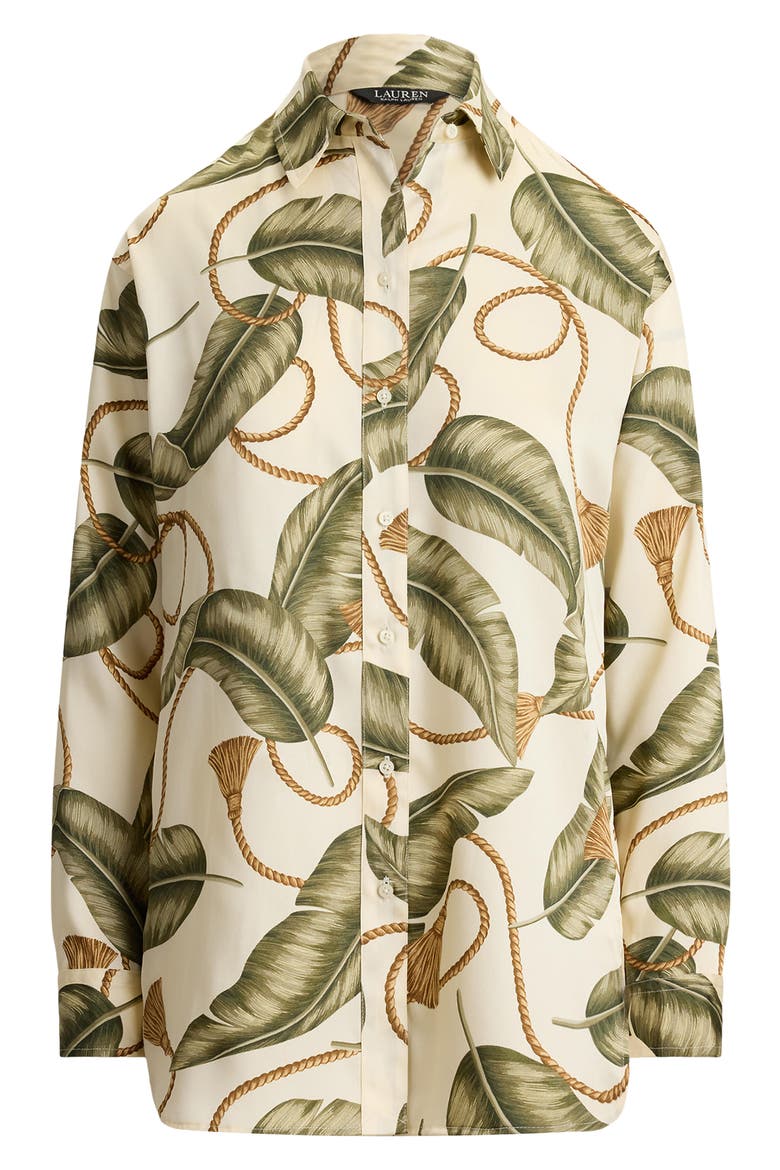 Mixed Print Luxe Twill Button-Up Shirt, Alternate, color, CREAM/ MULTI