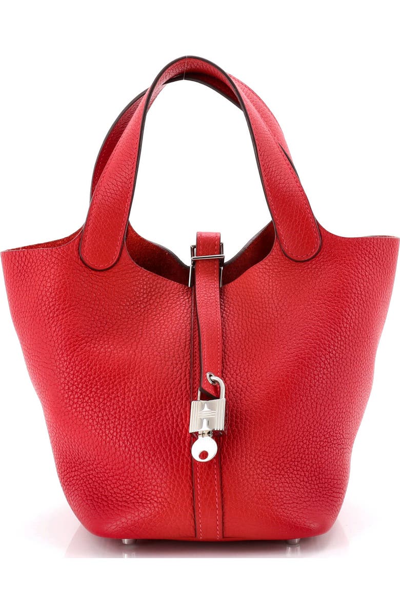 Pre-Owned Hermes Picotin Lock Bag Clemence PM, Main, color, Rouge Casaque