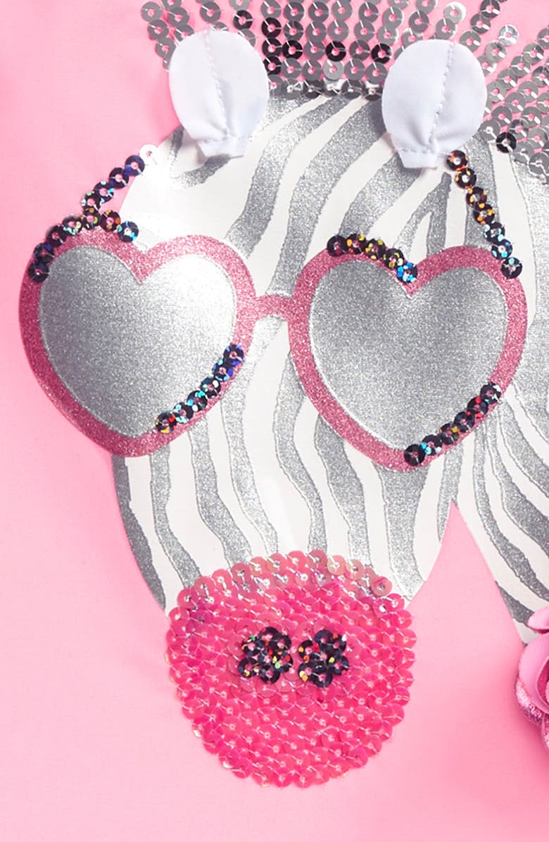 Flapdoodles Zebra Appliqué Two-Piece Swimsuit, Alternate, color, 