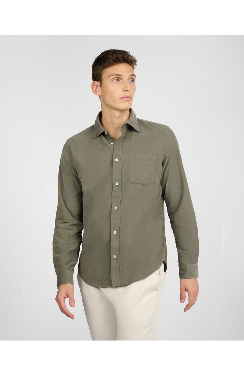Onia Micro Cord Long Sleeve Button Down, Main, color, Dark Sage