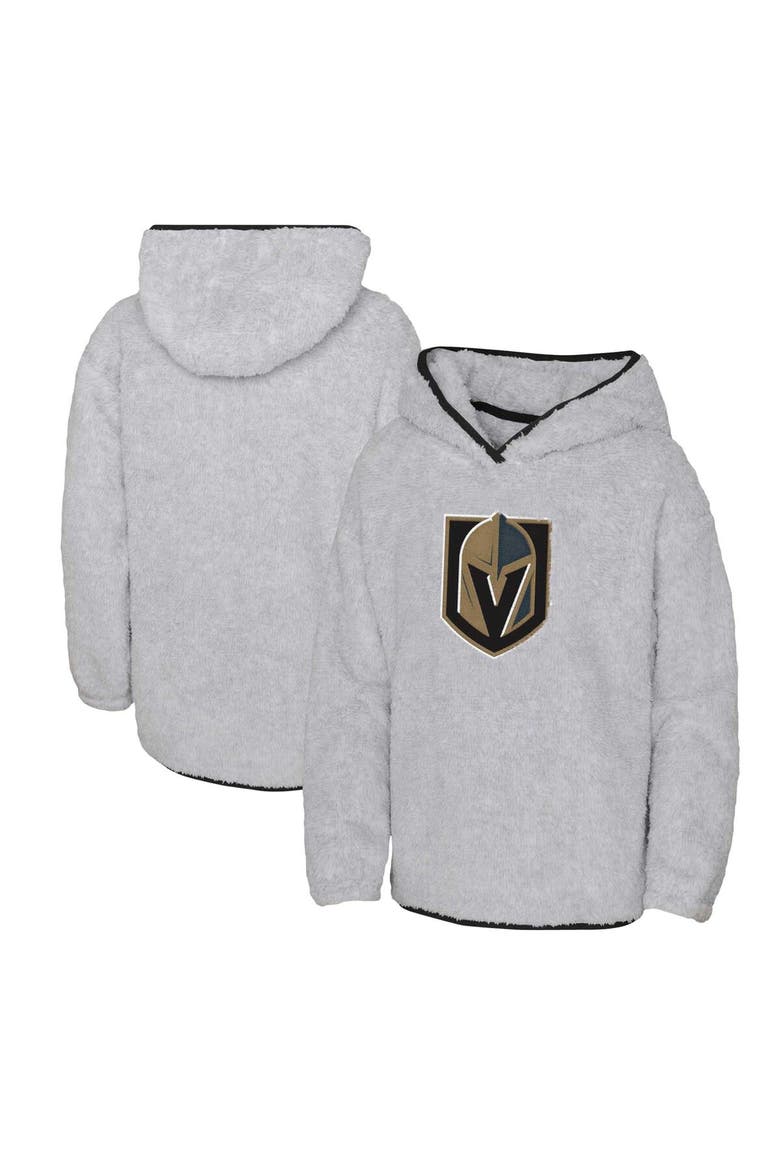 Girls Youth Heather Gray Vegas Golden Knights Ultimate Teddy Fleece Pullover Hoodie, Alternate, color, Heather Gray