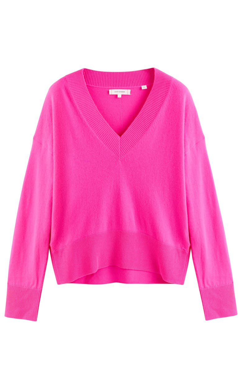 Chinti & Parker V Neck Wool Cashmere Slouchy Lightweight Sweater, Alternate, color, Pink