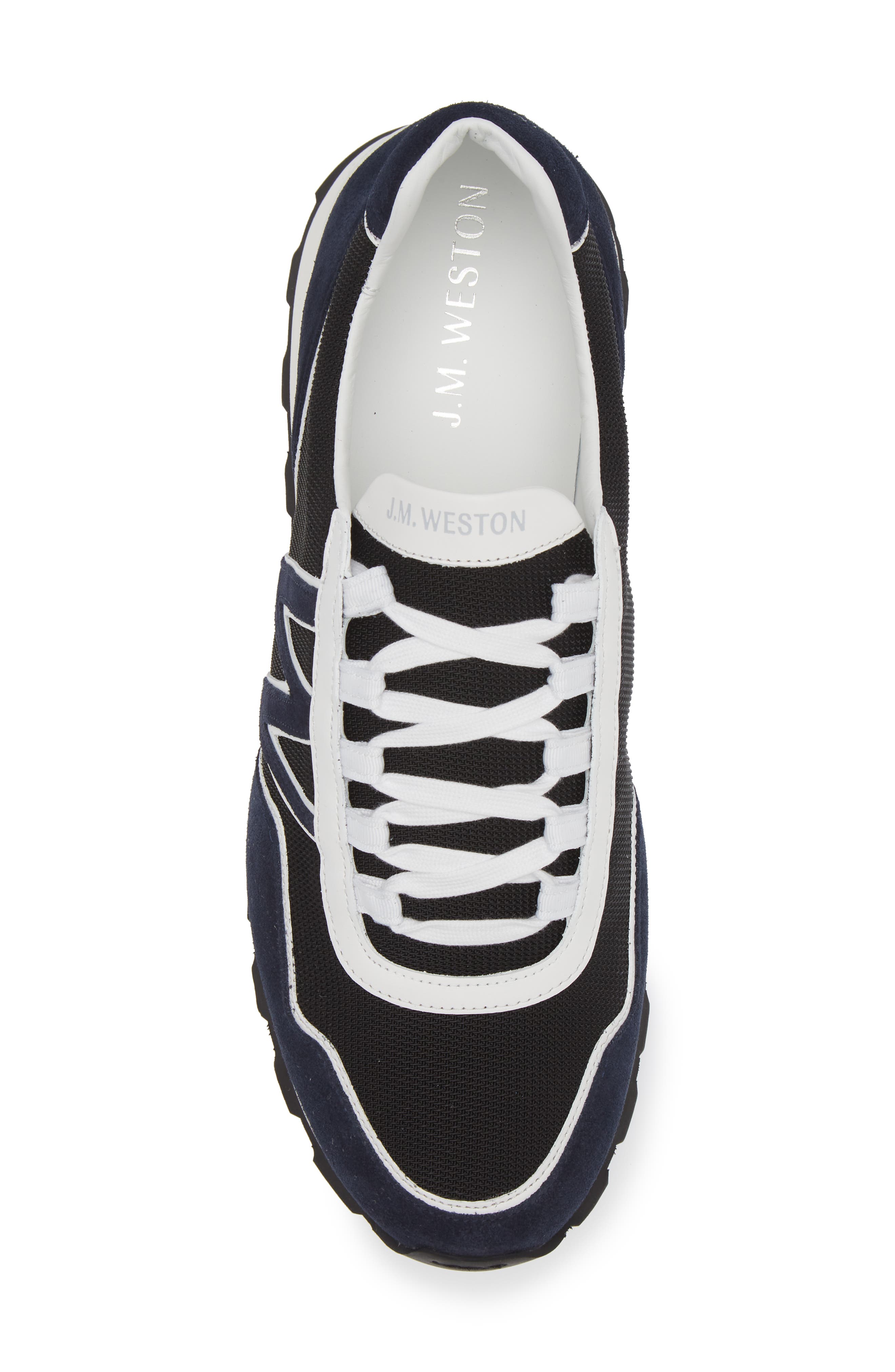JM WESTON On My Way Ghillies Sneaker, Alternate, color, Black/ White/ Navy