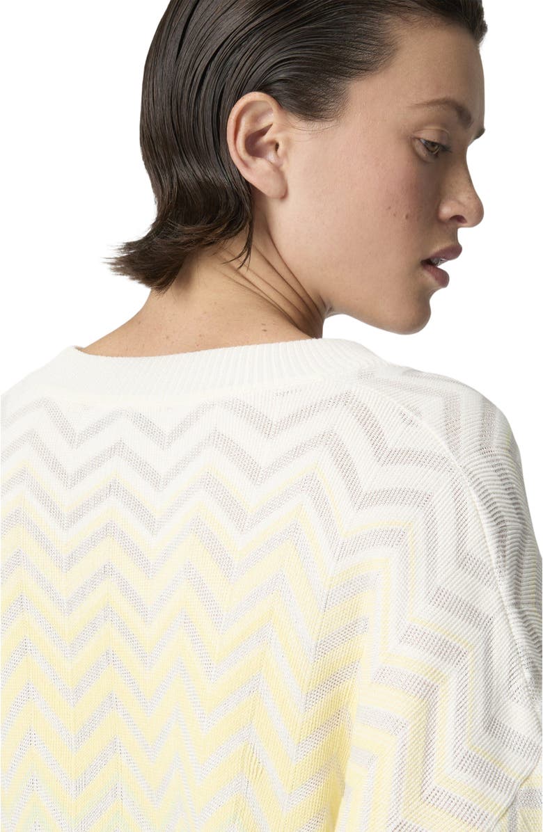 Missoni Chevron Dégradé Cotton And Viscose V-neck Sweater, Alternate, color, Light Blue& Yellow