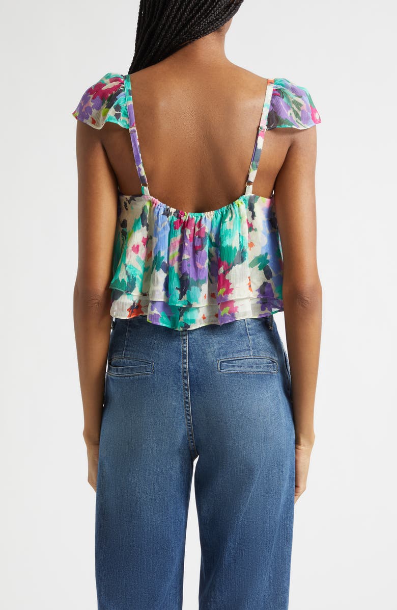 Ramy Brook Emery Floral Silk Top, Alternate, color, Capri Garden