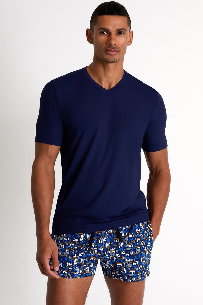 Short fit, stretch and quick dry swim trunks, Alternate, color, Print