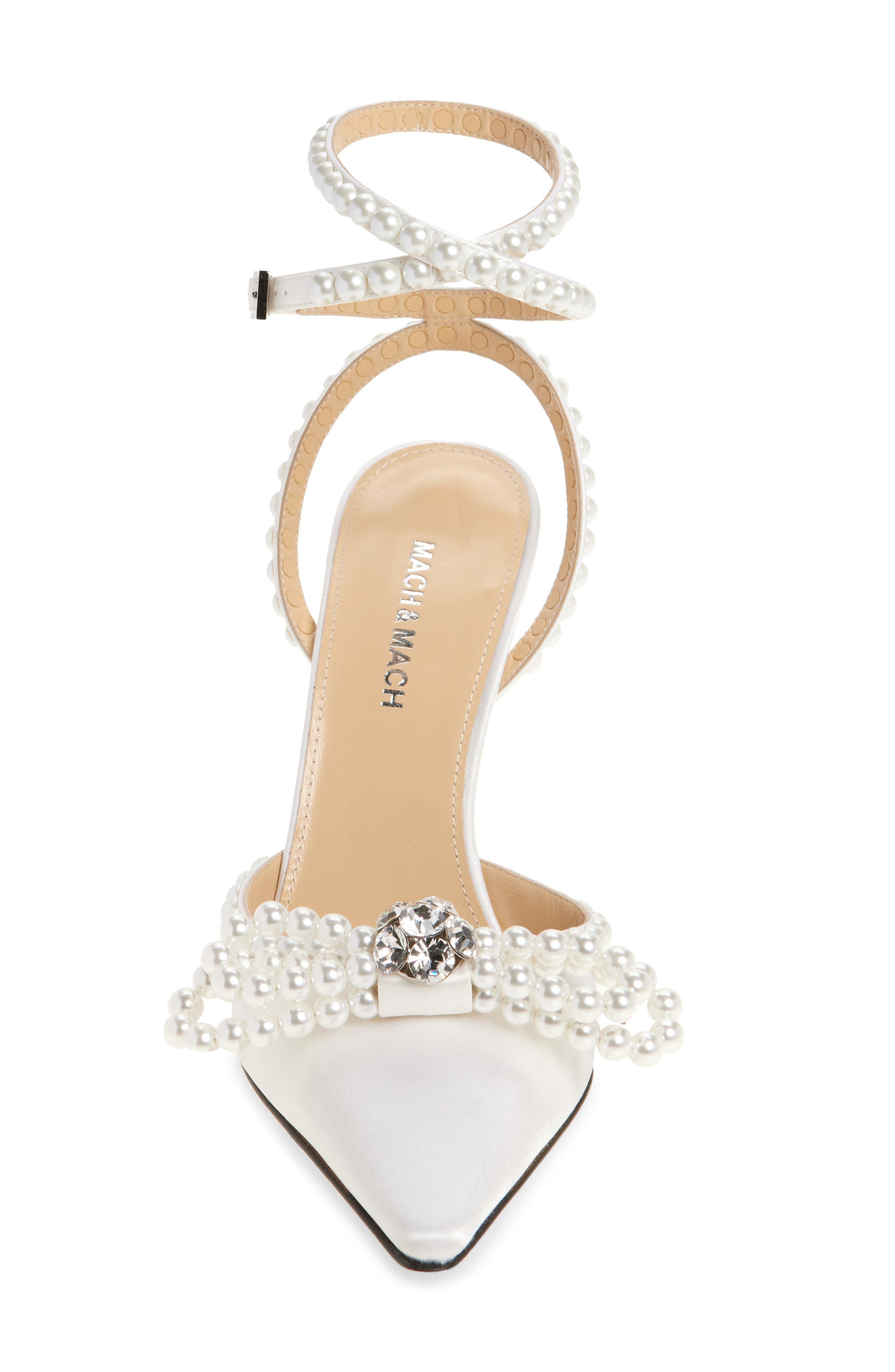Mach 
Mach Double Bow Faux Pearl Slingback Pump, Alternate, color, 