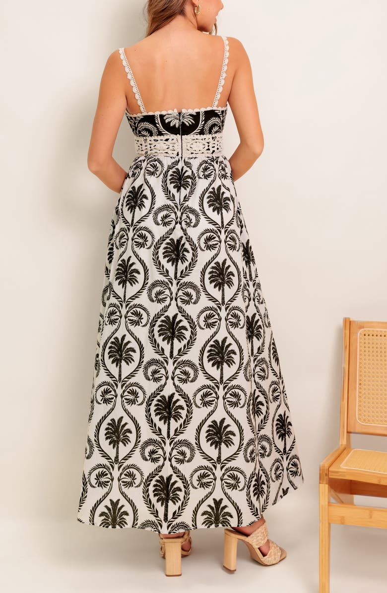 FLYING TOMATO Floral V-Neck Maxi Dress, Alternate, color, Ivory/ Black