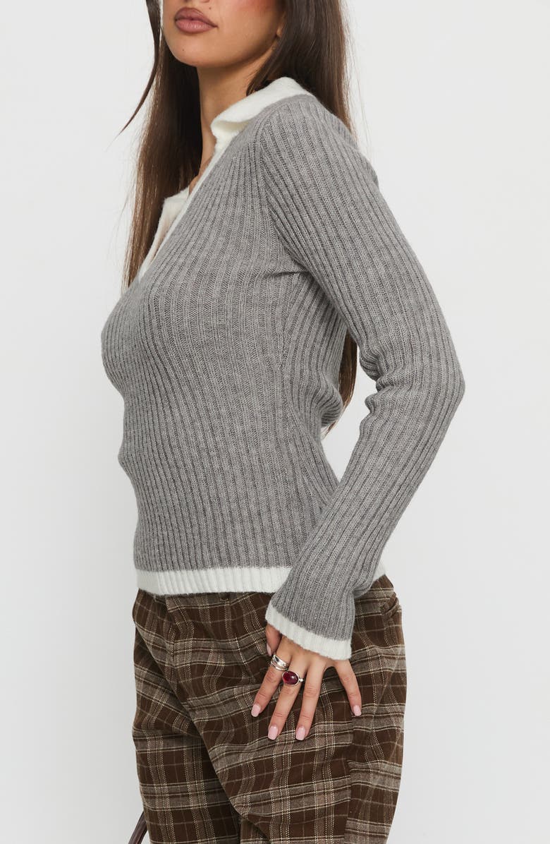 Princess Polly Skylen Collar Sweater, Alternate, color, Grey