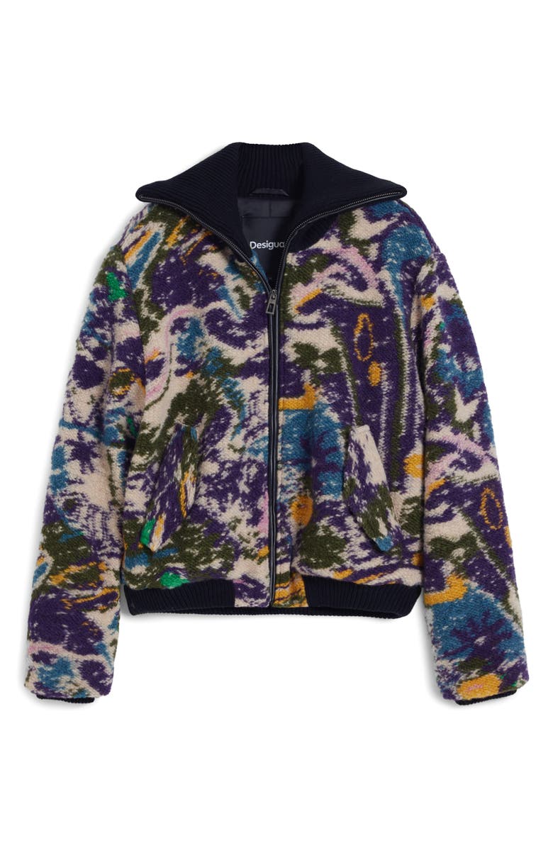 Desigual Wool Blend Woven Jacket, Alternate, color, Black