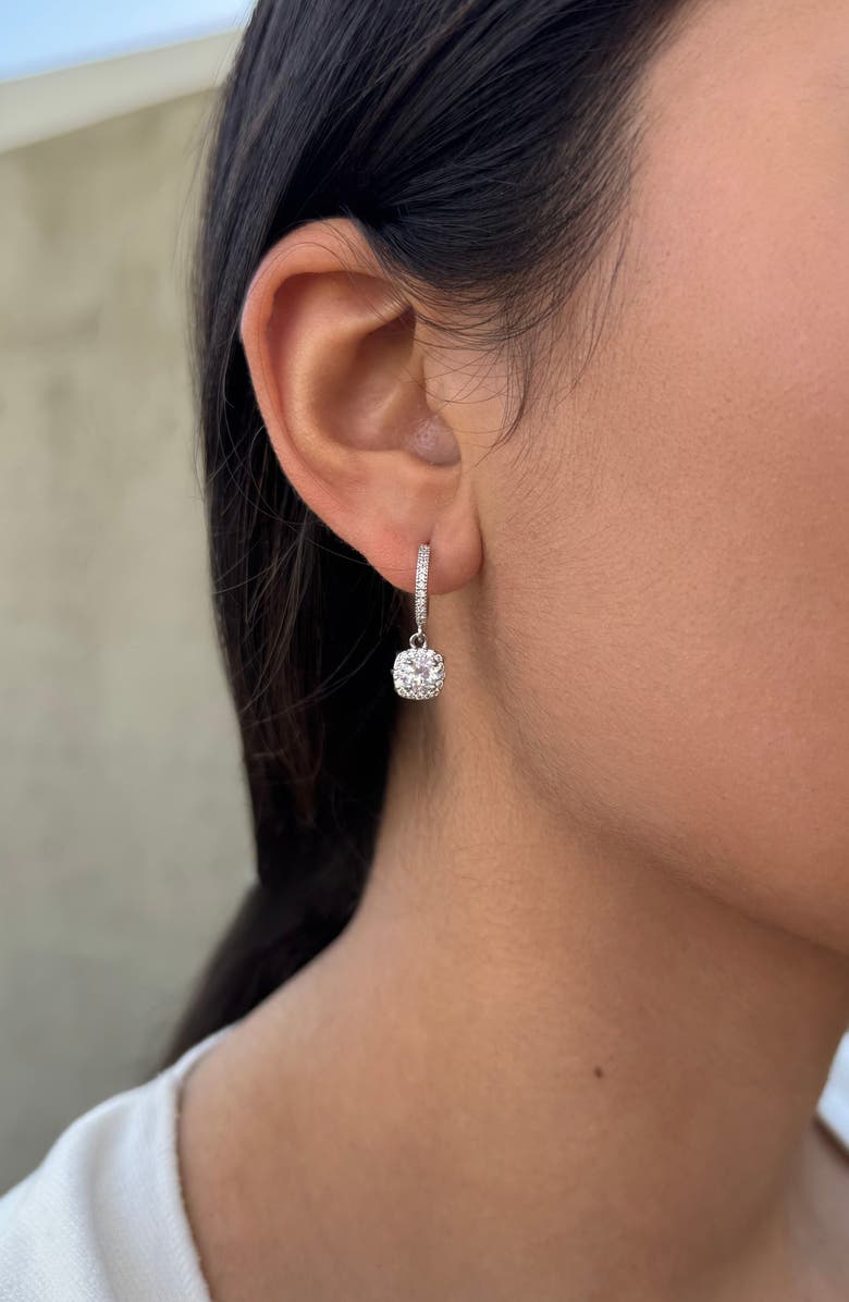 Adornia Cubic Zirconia Drop Huggie Hoop Earrings, Alternate, color, Silver