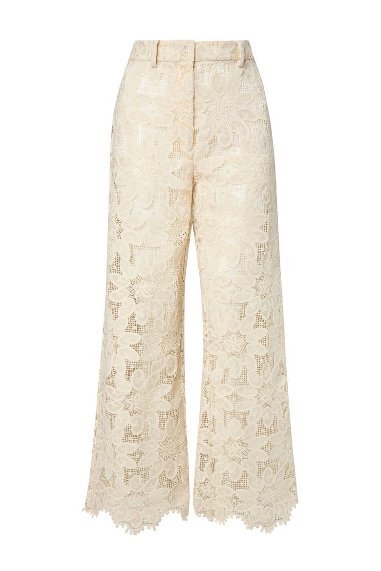 Natalina Guipure Lace Pants, Alternate, color, Sand