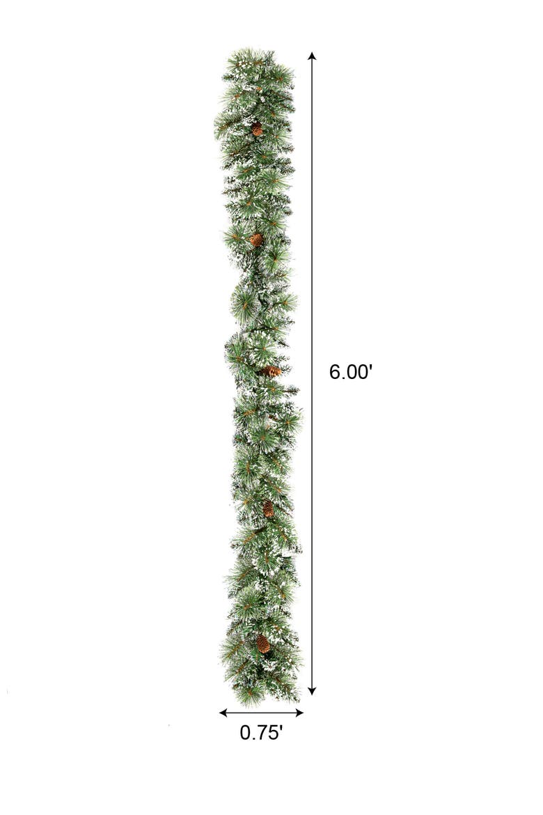 Set of 2 Frosted Christmas Garland with Lights and Timer, Alternate, color, Green